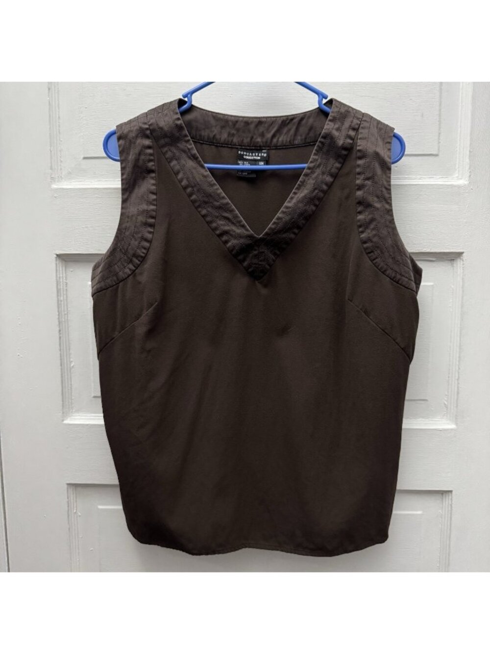 Doncaster Collection Brown Silk Blend Sleeveless V Neck Shell Top Women’s 14W